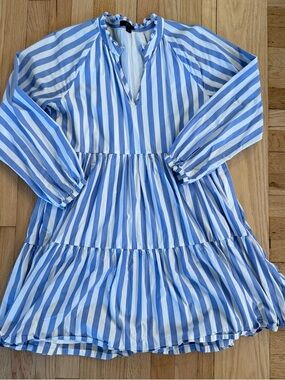 J. Crew Blue and White Striped Dress